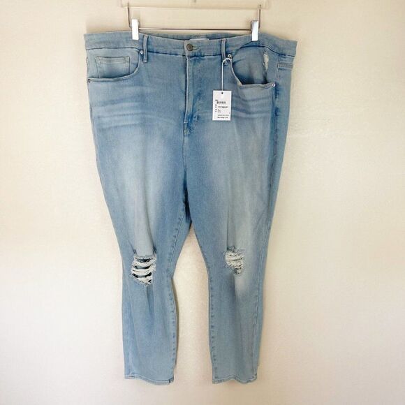 Good American Light Wash Denim Jeans Good Legs Crop - Picture 1 of 10